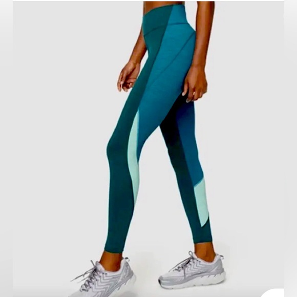 Outdoor Voices Techsweat Zoom Leggings Teal Green Blue Colorblock Size S - Picture 1 of 2